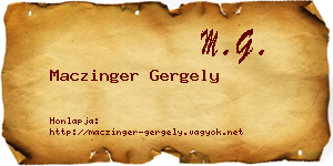 Maczinger Gergely névjegykártya